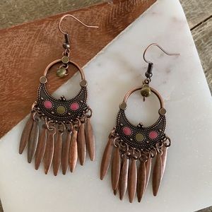 Copper Metal Tassel Earrings